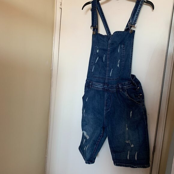 PRIDE Men Jeans Overalls Short Suite One Piece Ripped Jeans SIZE M  RAINBOW - Picture 2 of 11